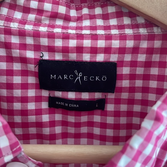 Marc ecko large slim pink gingham dress shirt - Picture 2 of 4